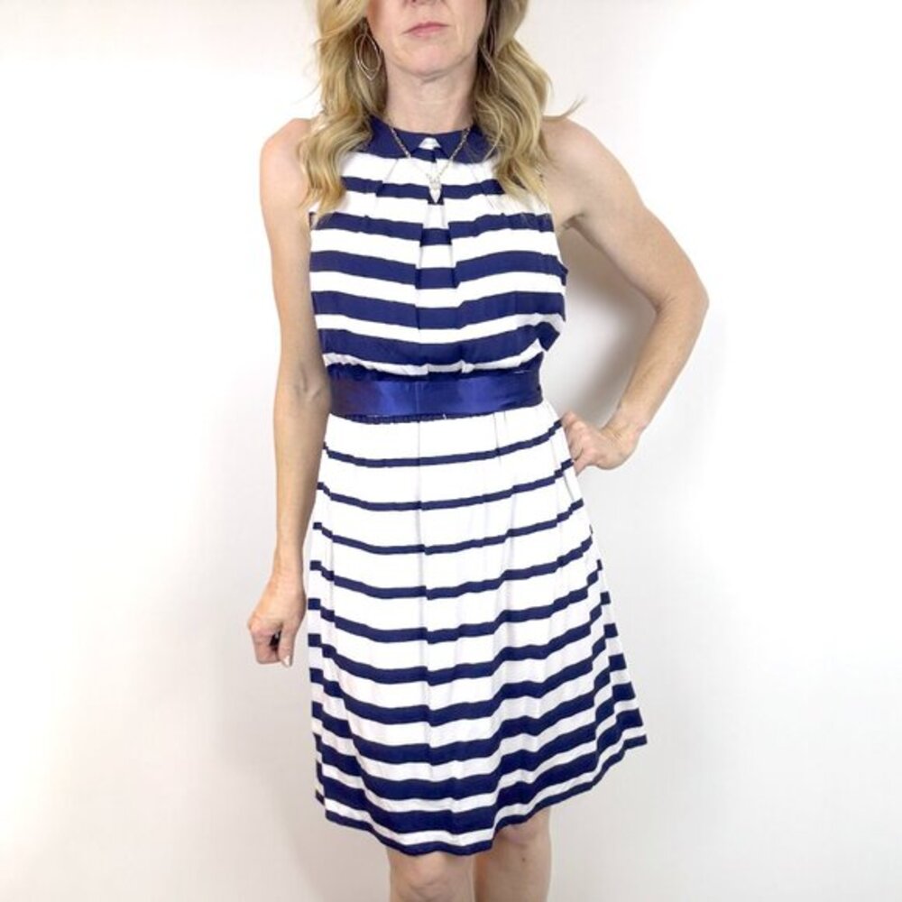 Elle‎ Stripped Navy Sailor Dress XS Nautical Preppy NWT